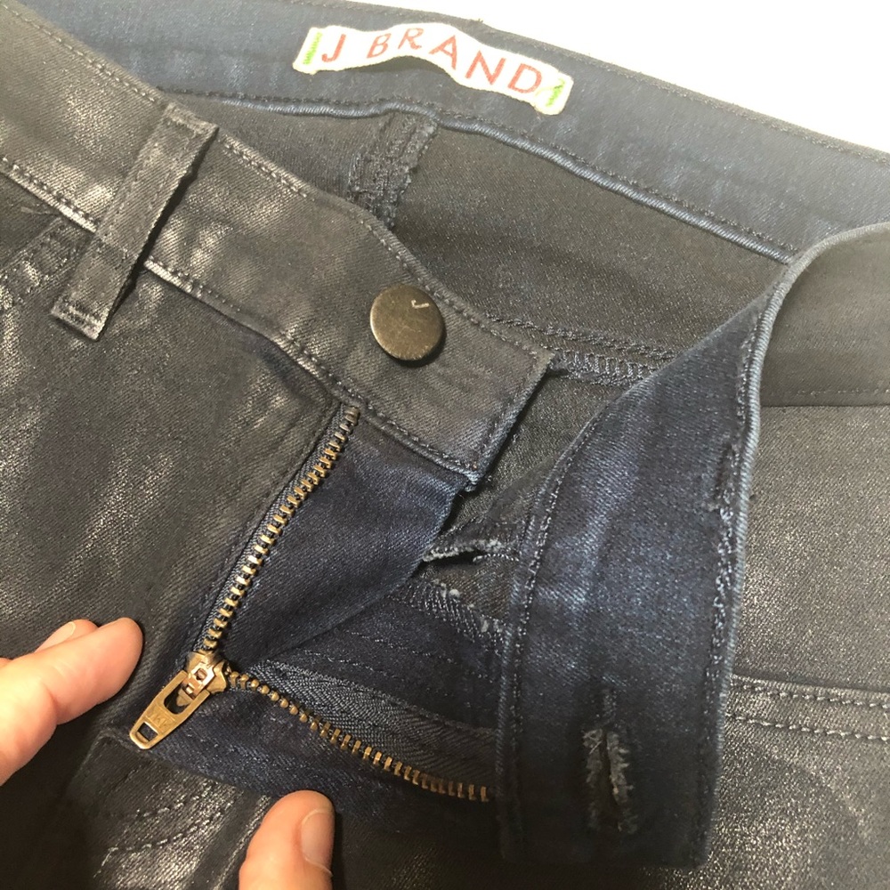 J Brand Glory Skinny Shiny Fun Wax Coated Jeans